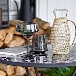 Bloomingville Yvette Elegant Smoked Black Cocktail Glasses / Coupes (Set Of 4) Glassware