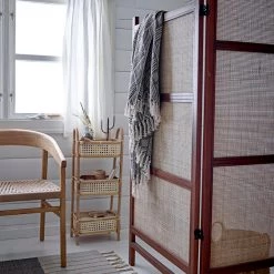 Bloomingville Grey/Brown Ghina Patterned Fringed Throw - Eco Cotton - Indoor/Outdoor