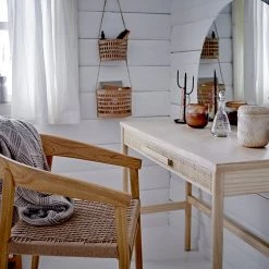 Bloomingville Grey/Brown Ghina Patterned Fringed Throw - Eco Cotton - Indoor/Outdoor