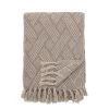 Bloomingville Neutral Ghina Patterned Fringed Throw - Eco Cotton - Indoor/Outdoor