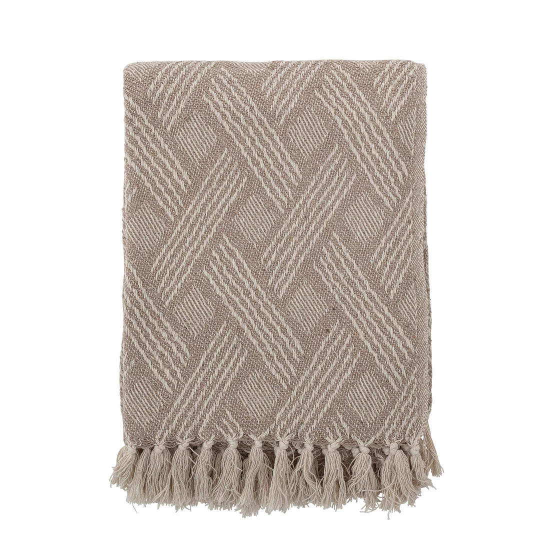 Bloomingville Neutral Ghina Patterned Fringed Throw - Eco Cotton - Indoor/Outdoor 3 Bloomingville Neutral Ghina Patterned Fringed Throw - Eco Cotton - Indoor/Outdoor
