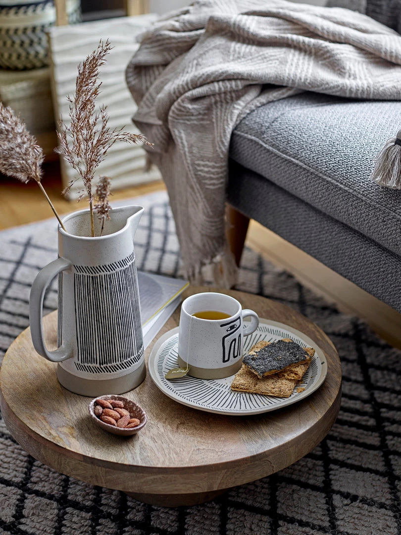 Bloomingville Neutral Ghina Patterned Fringed Throw - Eco Cotton - Indoor/Outdoor 2 Bloomingville Neutral Ghina Patterned Fringed Throw - Eco Cotton - Indoor/Outdoor