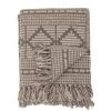 Bloomingville NEW IN! Grey/Brown Kicki Patterned Fringed Throw - Eco Cotton - Indoor/Outdoor