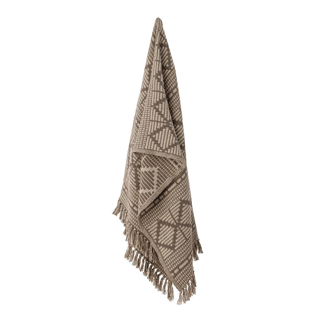 Bloomingville NEW IN! Grey/Brown Kicki Patterned Fringed Throw - Eco Cotton - Indoor/Outdoor 4 Bloomingville NEW IN! Grey/Brown Kicki Patterned Fringed Throw - Eco Cotton - Indoor/Outdoor