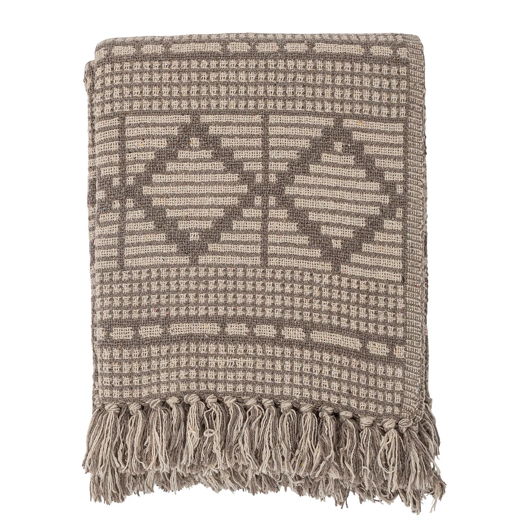 Bloomingville NEW IN! Grey/Brown Kicki Patterned Fringed Throw - Eco Cotton - Indoor/Outdoor 3 Bloomingville NEW IN! Grey/Brown Kicki Patterned Fringed Throw - Eco Cotton - Indoor/Outdoor