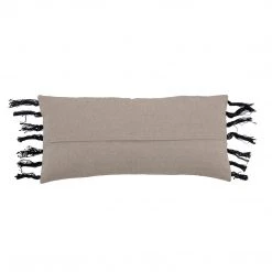 Bloomingville NEW IN! Large Black & White Woven Striped Cushion With Tassels - Cotton (75x35cm) - Indoor/Outdoor