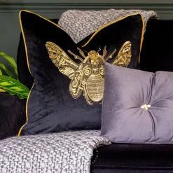 Ashton And Barrow Soft Furnishings Queen Bee Black Feather Cushion (50x50cm)