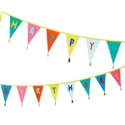 Talking Tables Happy Birthday Rainbow Reusable Fabric Bunting Decoration (3 Meters) - Party