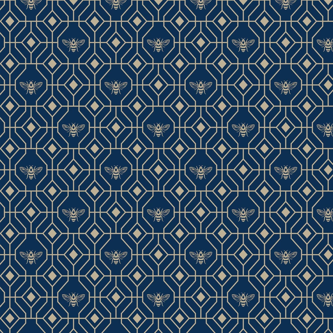 Ashton And Barrow Luxury Art Deco Gold Bee Design Wallpaper - Royal Blue (10.5m Length) Wallpaper (New!) 3 Ashton And Barrow Luxury Art Deco Gold Bee Design Wallpaper - Royal Blue (10.5m Length) Wallpaper (New!)