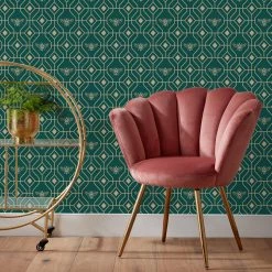 Ashton And Barrow NEW IN! Luxury Art Deco Gold Bee Design Wallpaper - Emerald Green (10.5m Length)