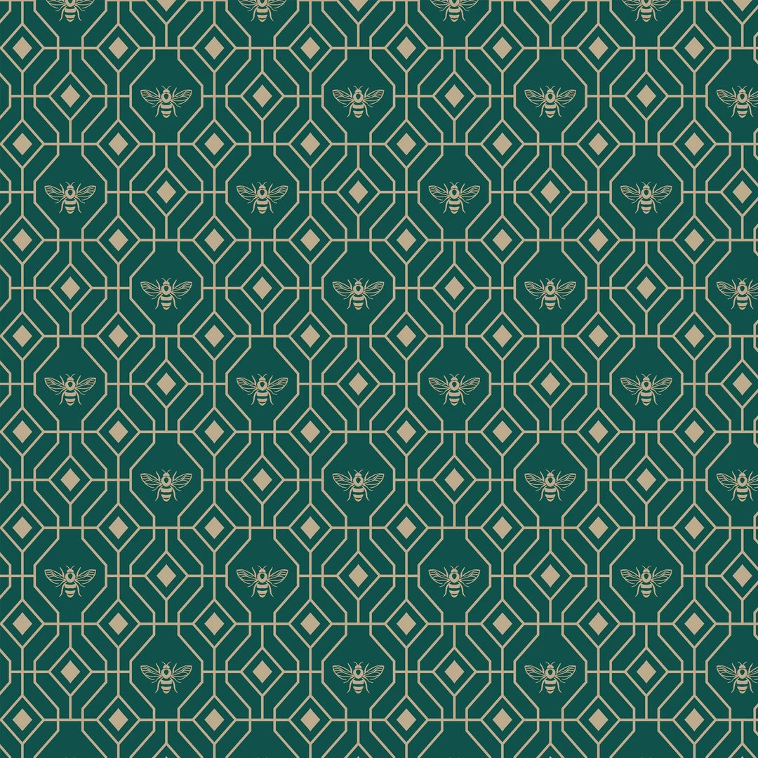 Ashton And Barrow NEW IN! Luxury Art Deco Gold Bee Design Wallpaper - Emerald Green (10.5m Length) 3 Ashton And Barrow NEW IN! Luxury Art Deco Gold Bee Design Wallpaper - Emerald Green (10.5m Length)