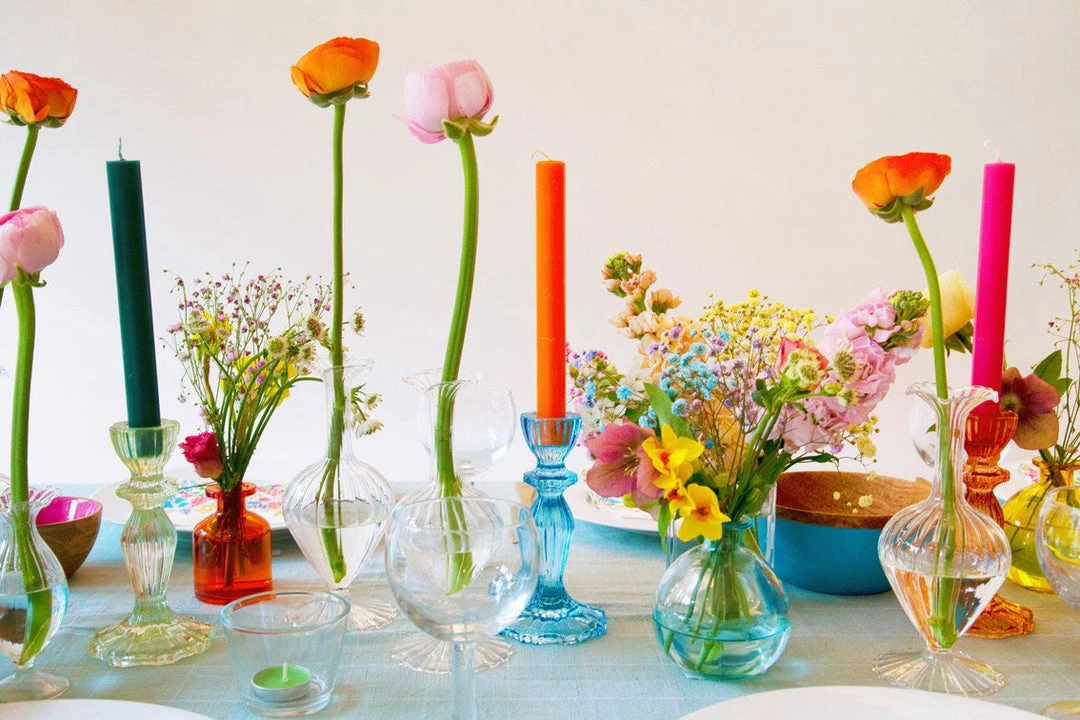 Talking Tables Accessories Fiesta Blue Glass Candlestick - Party 3 Talking Tables Accessories Fiesta Blue Glass Candlestick - Party