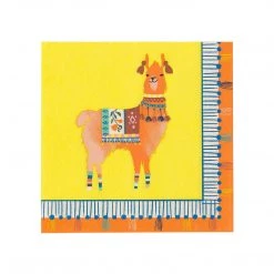 Talking Tables Yellow Llama Cocktail Napkins - Fun Party (Pack Of 20)