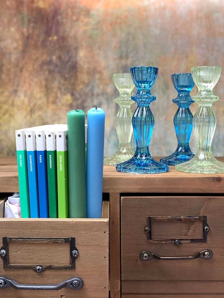Talking Tables Accessories Fiesta Blue Glass Candlestick - Party 2 Talking Tables Accessories Fiesta Blue Glass Candlestick - Party