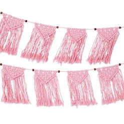 Talking Tables Pink Boho Macrame Bunting (1.3m) - Reusable Party Decoration
