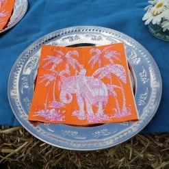 Talking Tables Posh Orange Boho Elephant Paper Napkins (Pack Of 20) Party