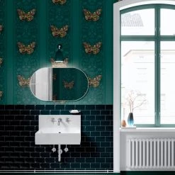Ashton And Barrow Floral Butterfly Luxury Wallpaper - Opulence Collection, Petrol Blue (10m Length) NEW IN!