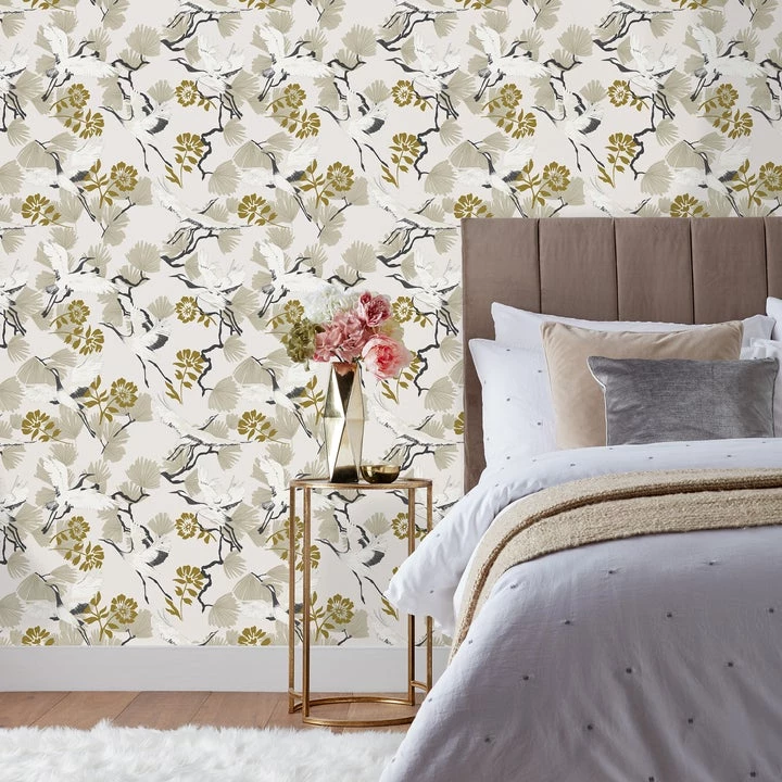 Ashton And Barrow Elegant Crane Bird & Floral Luxury Patterned Wallpaper - Neutrals (10.5m Length) Wallpaper (New!) 2 Ashton And Barrow Elegant Crane Bird & Floral Luxury Patterned Wallpaper - Neutrals (10.5m Length) Wallpaper (New!)