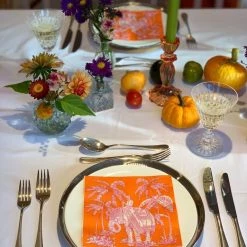 Talking Tables Posh Orange Boho Elephant Paper Napkins (Pack Of 20) Party