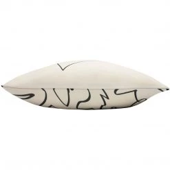 Bloomingville Stylised Face Illustration Print Feather Cushion - Eco Cotton (43x43cm) Soft Furnishings