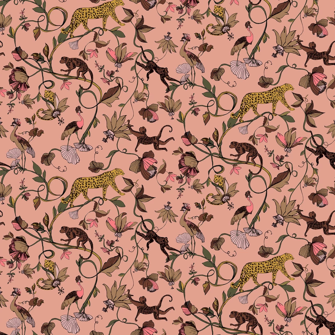 Ashton And Barrow Exotic Jungle Animal & Leopard Botanical Luxury Wallpaper - Blush Pink (10.5cm Length) 3 Ashton And Barrow Exotic Jungle Animal & Leopard Botanical Luxury Wallpaper - Blush Pink (10.5cm Length)