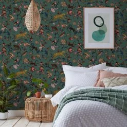 Ashton And Barrow Exotic Jungle Animal & Leopard Botanical Luxury Wallpaper - Juniper Green (10.5cm Length) Wallpaper (New!)