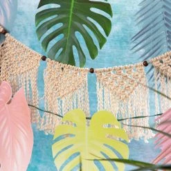Talking Tables Colourful Pastel Tropical Palm Leaf Party Bunting Decoration (2.6m) - Party Reusable