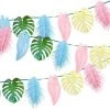 Talking Tables Colourful Pastel Tropical Palm Leaf Party Bunting Decoration (2.6m) - Party Reusable