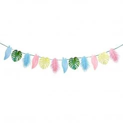 Talking Tables Colourful Pastel Tropical Palm Leaf Party Bunting Decoration (2.6m) - Party Reusable