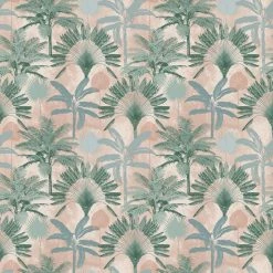 Ashton And Barrow Wallpaper (New!) Malaysian Palm Luxury Botanical Wallpaper, Blush Pink & Green (10.5m Length)