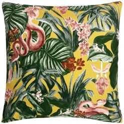 Ashton And Barrow Bold Mustard-Yellow Exotic Jungle Print Outdoor Cushion (43x43cm) Soft Furnishings