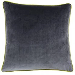 Ashton And Barrow Velvet Charcoal Grey Feather Cushion With Moss Piping (55x55cm) Soft Furnishings