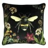 Ashton And Barrow Twilight Garden Black Bumble Bee Cushion With Fern Green Accent (43x43cm)