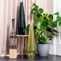 Ashton And Barrow Tall Green Textured Sculptural Vase - (62cm)