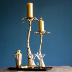 Ashton And Barrow Large Gold Palm Tree Candle Holder Sculpture Candelabra (64cm) Home Decor