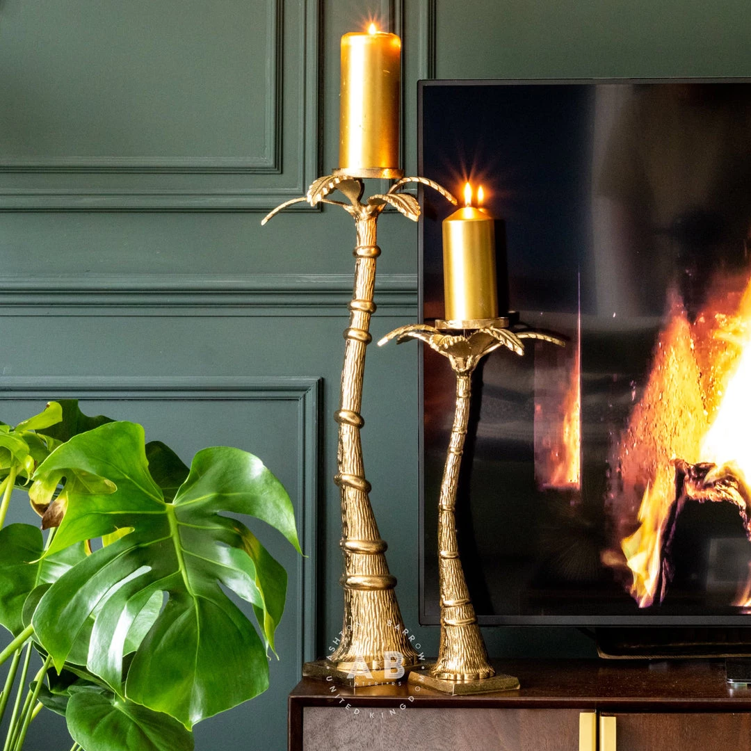 Ashton And Barrow Gold Palm Tree Candle Holder Sculpture Candelabra (45cm) 3 Ashton And Barrow Gold Palm Tree Candle Holder Sculpture Candelabra (45cm)