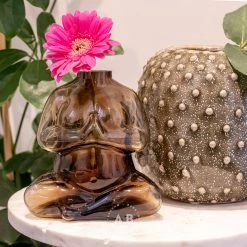 Bloomingville Modern Textured Green Stoneware Vase (14cm)