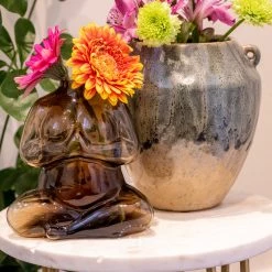 Bloomingville Decor Accessories Ica Handled Vase, Blue Stoneware (D14xH15 Cm) 5 Bloomingville Decor Accessories Ica Handled Vase, Blue Stoneware (D14xH15 Cm)