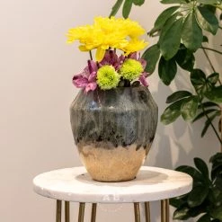 Bloomingville Decor Accessories Ica Handled Vase, Blue Stoneware (D14xH15 Cm)