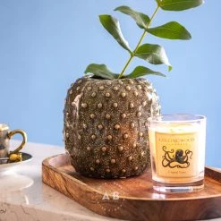 Bloomingville Modern Textured Green Stoneware Vase (14cm)