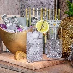 Ashton And Barrow Runa Modern Cut Glass High Ball Glasses (Set Of 2)