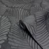 Ashton And Barrow Luxury Art Deco Palm Leaf Design Wallpaper - Charcoal Grey (10.5m Length)