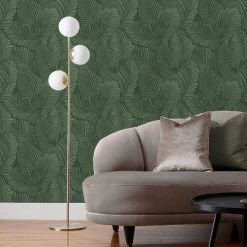 Ashton And Barrow Luxury Art Deco Palm Leaf Design Wallpaper - Emerald Green (10.5m Length) NEW IN!