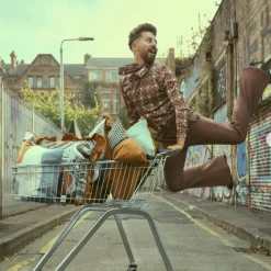 Malini NEW IN! 60s Inspired Retro Orange & Navy Blue Designer Cushion (45x45m)