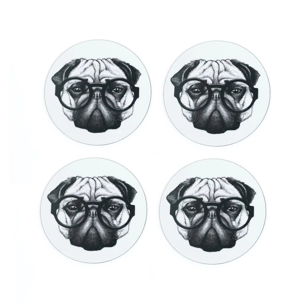 Rory Dobner - Percy Pugworthy’ Pug Dog Coasters (Set Of 4) 1 Rory Dobner - Percy Pugworthy’ Pug Dog Coasters (Set Of 4)