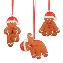 Sass & Belle Gingerbread People Yoga Set | Luxury Christmas Bauble Tree Decoration (Set Of 3)