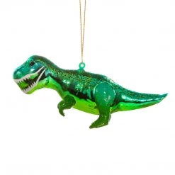 Sass & Belle Green T-Rex | Luxury Glass Christmas Bauble Tree Decoration
