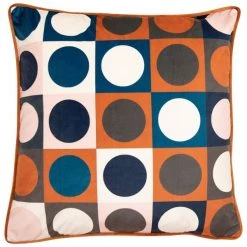 Malini NEW IN! 60s Inspired Retro Orange & Navy Blue Designer Cushion (45x45m)