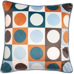 Malini 60s Inspired Retro Orange & Sky Blue Designer Cushion (45x45m)