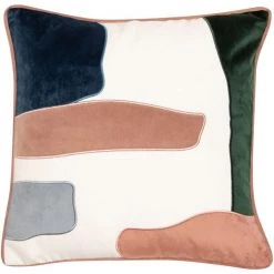 Malini Modern Abstract Putty, Navy & Emerald Designer Cushion (45x45m)